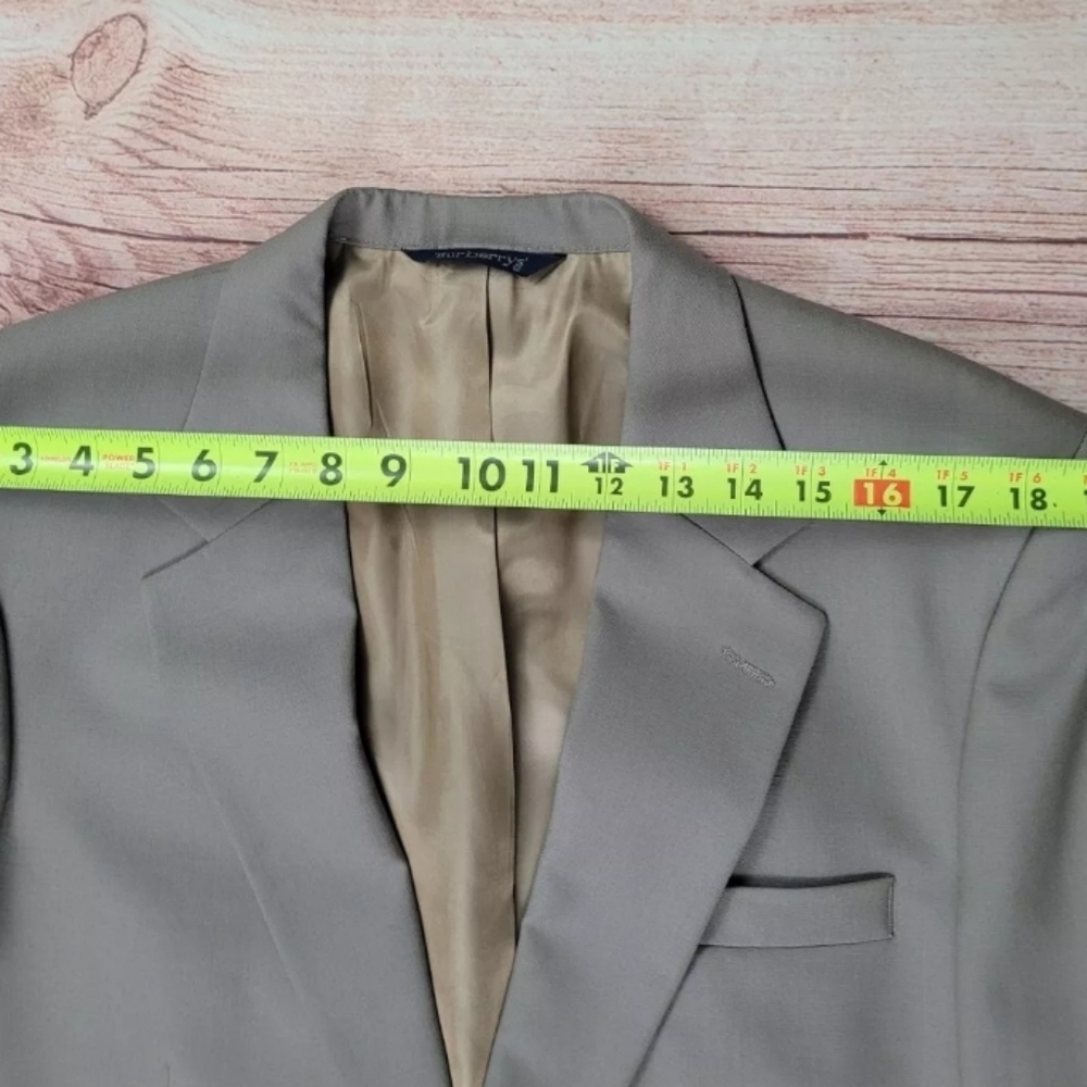 Burberry Men 100% Wool Tweed Tan Herringbone Blazer Jacket Lined - Picture 15 of 16